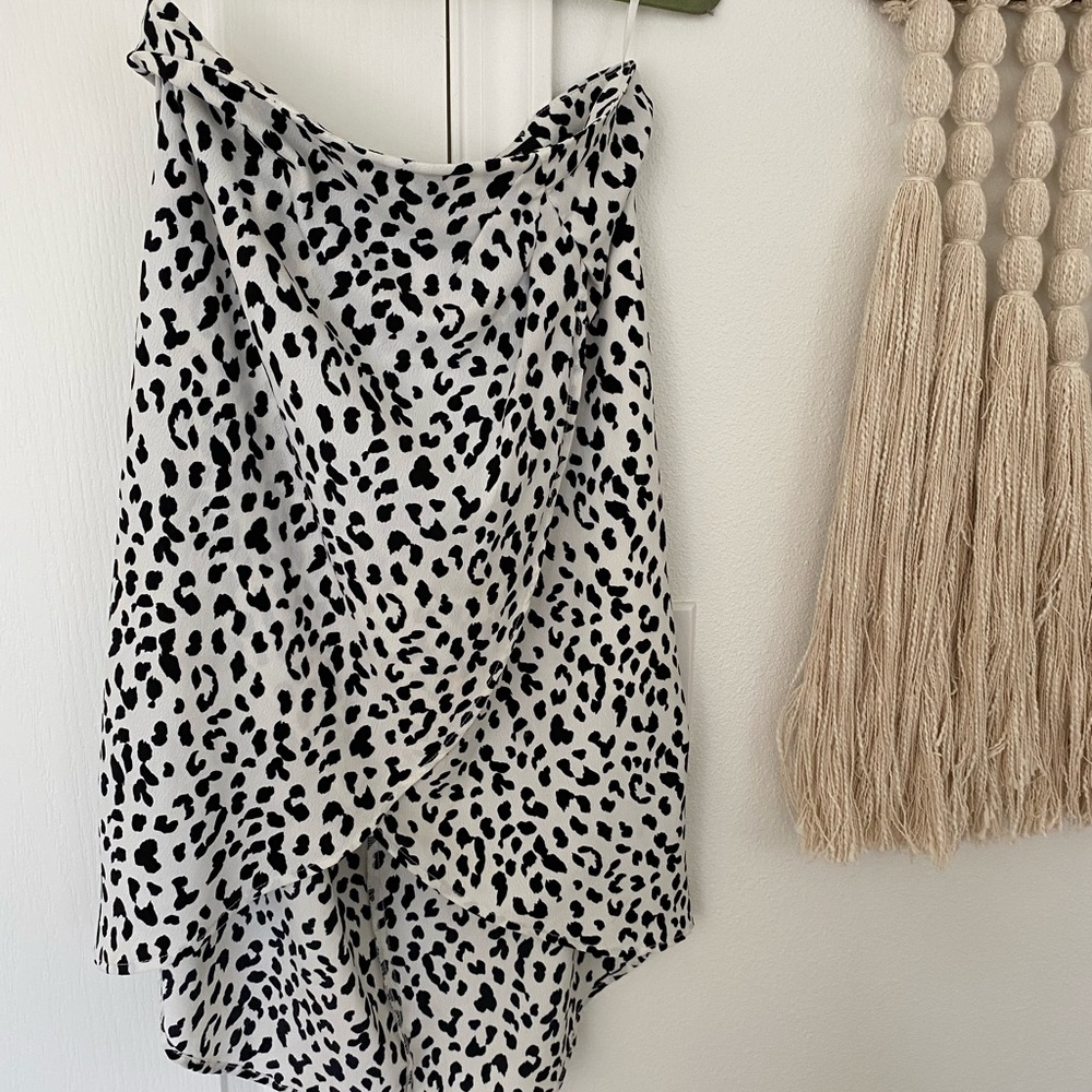 Black and white animal print skirt high low mini